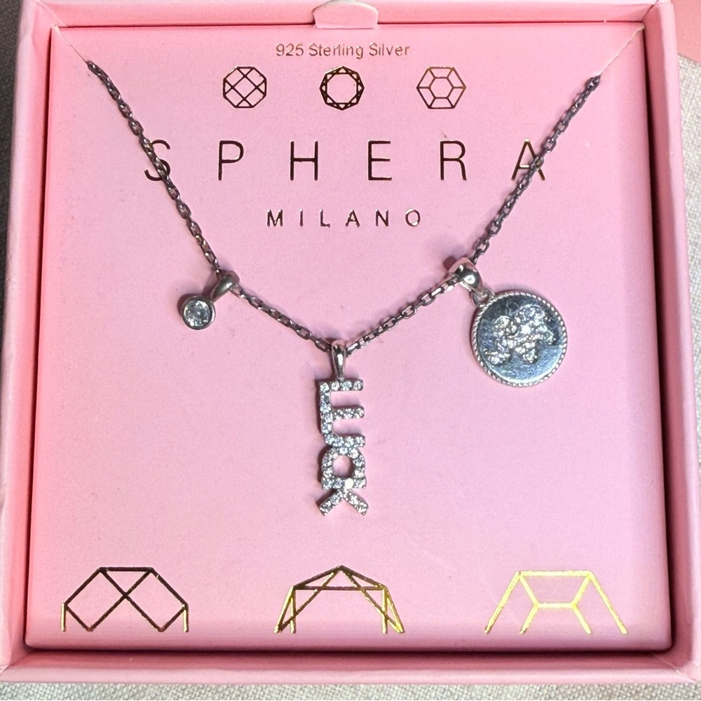 Sphera Milano Sterling Silver Lucky Elephant Charm Necklace NIB